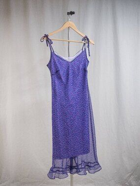 Vintage 90s Y2K Jonathan Martin Ditzy Purple Polka Dots Slip Dress